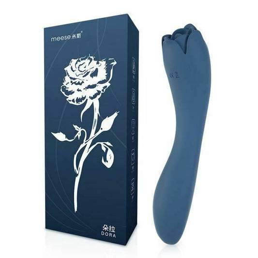 Rose Oral Licking Tongue Vibrator - Blue