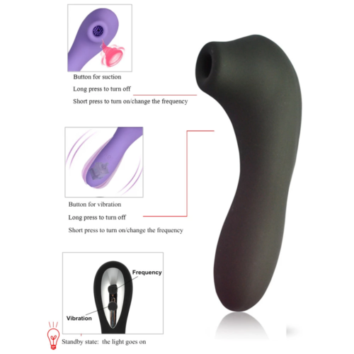 Clitoral Suction Double Sucking Vibrator - Black