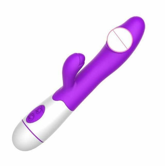 30 Speed Rechargeable Rabbit Vibrator Clit G Spot Women Sex Toy - Purple