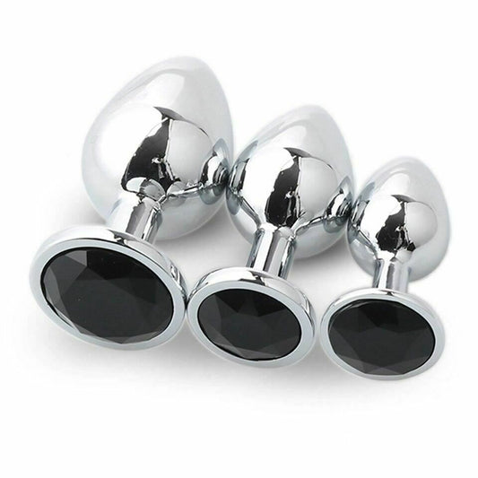 Stainless Steel Metal Butt Plug - Black