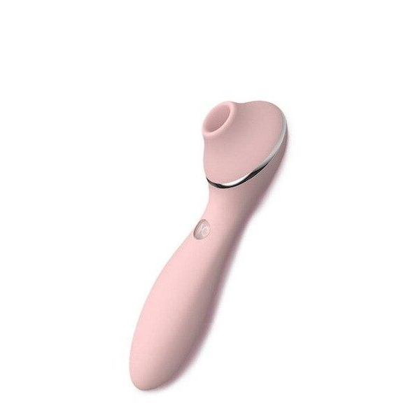 2 in 1 Rechargeable Clitoral Stimulator Suction Vibrator - Pink