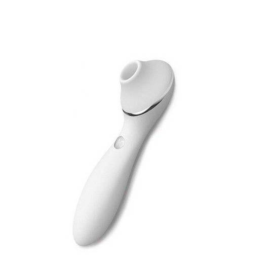 2 In 1 Rechargeable Clitoral Stimulator Suction Vibrator - White