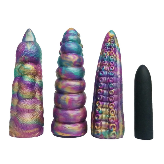 Colorful Anal Plug with Vibrator - 3Pcs With Bullet