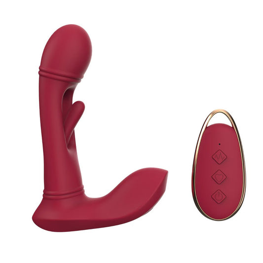 Wearable Vibrating Stimulator with Remote - Dual-Action Couples' Toy - Red