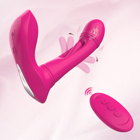 Wearable Vibrating Stimulator with Remote - Dual-Action Couples' Toy - Pink